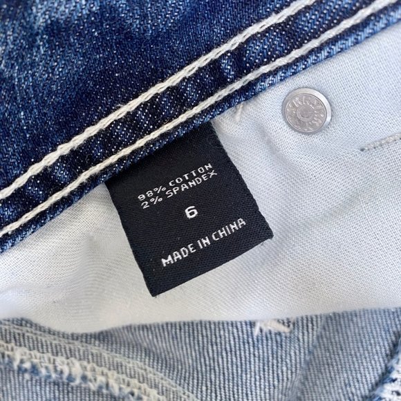 London Jean Frayed Hem Distressed Denim Mini Skirt, size 6 - Picture 5 of 9